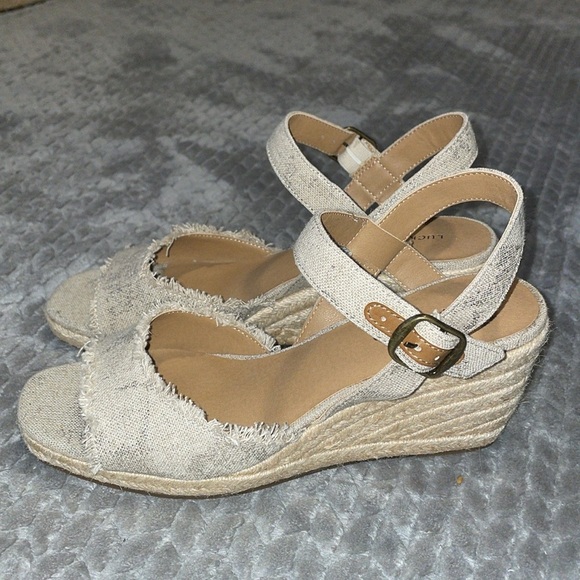 Lucky Brand Womens Mindra Tan Espadrille Wedge Sandal Size 9.5 M Open Toe Canvas - Picture 2 of 12